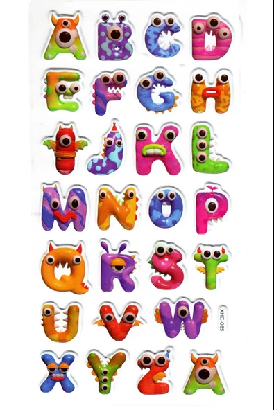 Sticker Kabartmalı Stiker Çıkartma Etiket (XHC085)-18x9 cm- Dinozor Harfler ürün görseli 1