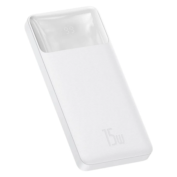 Baseus Bipow Overseas Edition Dijital Ekranlı 15W 10.000 Mah Powerbank Beyaz - Resim 4