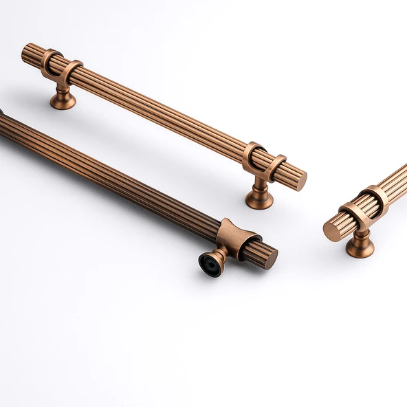 Arsin Çizgili Soft Antik Bakır 224 mm Metal Mobilya Çekmece Dolap Kapak Kulpu Dayanıklı Kulpları - Resim 3