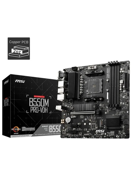 MSI B550M PRO-VDH AM4 DDR4 4400(OC) HDMI DP VGA M.2 USB3.2 MATX Anakart