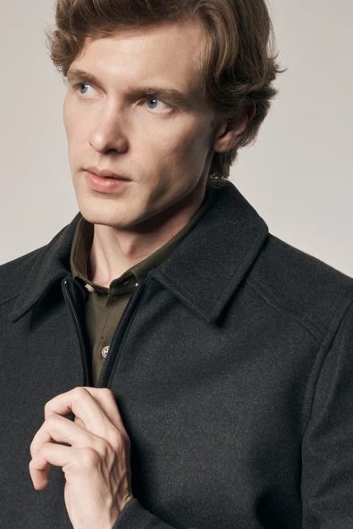 Antrasit Gömlek Yaka Casual Slim Fit Esnek Mont 1007255122 - 2