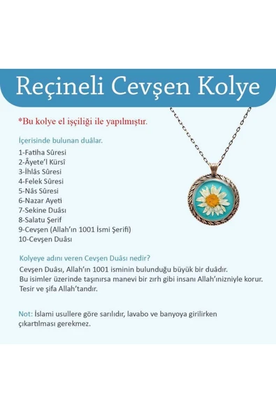 Ebrulu Elif El İşi Otantik Reçine Kolye Cevşen (1767-8) - Resim 3