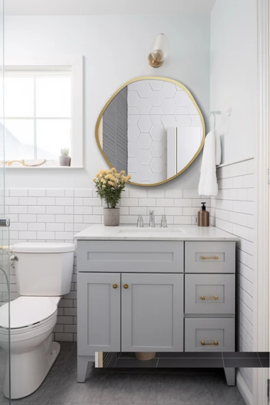 CG HOME Asimetrik Ayna, Duvar Aynası, Konsol Aynası, Çerçeveli Ayna 60CM ürün görseli