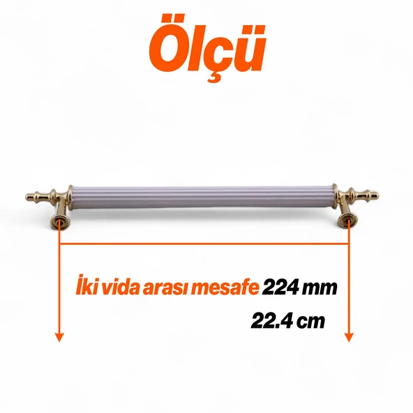Mobilya Kulp Modern Dayanıklı Dolap Çekmece Kulbu Dekoratif Mobilya Aksesuarı Beyaz Gold 224mm Metal - Resim 2