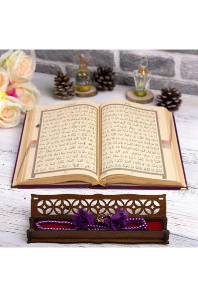 Hediyelik Kur'an-ı Kerim Kadife M.mor Tespihli Ah.kutu Orta B. - Resim 3