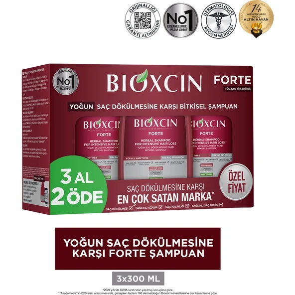 Bioxcin Forte Dökülme Karşıtı Şampuan - Tüm Saç Tipleri İçin Bitki Özleri ve BioComplex B11 ile Zenginleştirilmiş, 300 ml ürün görseli 1