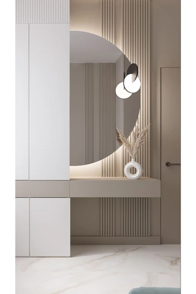 CG HOME Ledli Ayna, Yarımay Ayna, Dekoratif Ayna, Duvar Aynası, Konsol Aynası, Holl Aynası, Günışığı Led - Resim 2