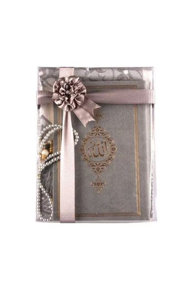 Termo Deri Orta Boy Yasin Tesbih Seccade Gri Set ürün görseli