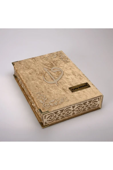 Hediyelik Kur'an-ı Kerim Raşel Kutu Gold Orta B. Tes.tülbentli Gold Plek. - Resim 4