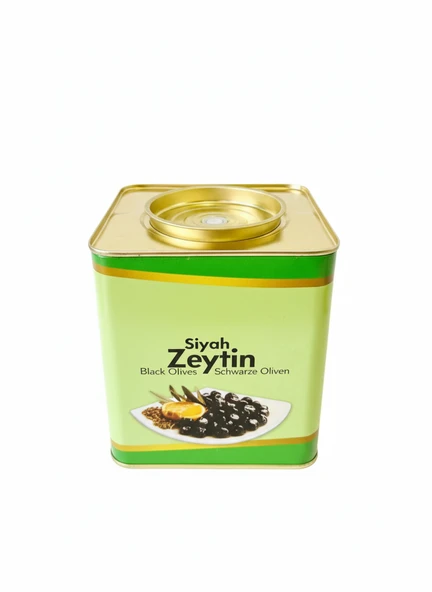 3 Kg Baskılı 4 Adet Boş Zeytin Tenekesi Siboplu Kapaklı - 2