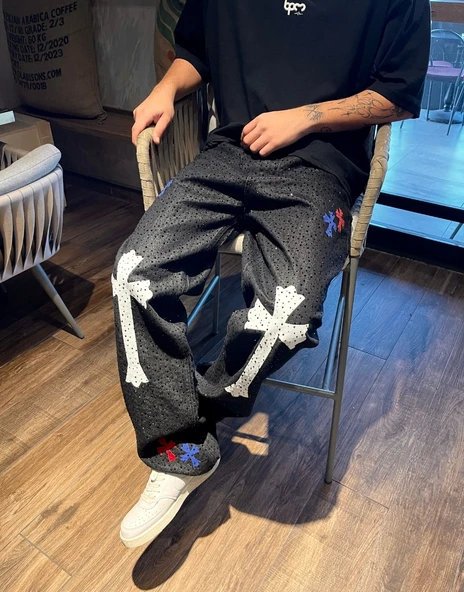 Ultra Premium Cross Cristal Baggy Kot Pantolon - 2