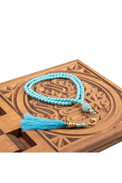 Hafız Boy Metinsiz Muhtasar Meal (turkuaz) Ve Tesbih Seti Gelin Kuran - Resim 2