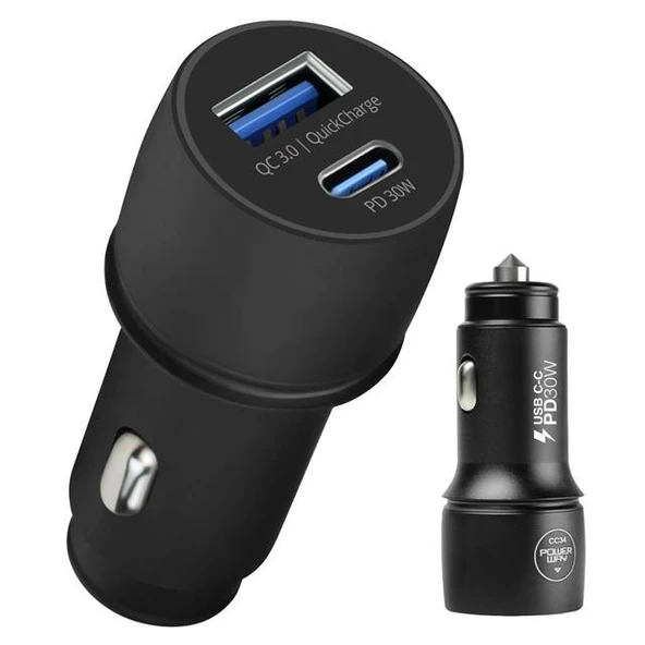 Powerway CC34 30W PD + QC 3.0 Çift Çıkışlı Metal Araç Çakmaklık Hızlı Şarj Aleti Cihazı ürün görseli