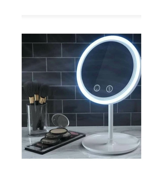 Masa Üstü Beyaz Makyaj Aynası Dokunmatik Led Işıklı Usb Li Yuvarlak Masa Üstü Makyaj Aynası Ledli ürün görseli 1
