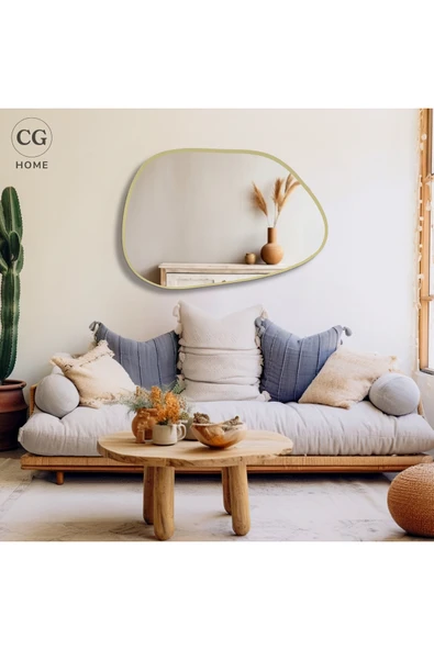 CG HOME Asimetrik Ayna, 75X55 cm, Konsol Aynası, Dresuar Aynası, Duvar Aynası, Şişecam Ayna - Resim 2