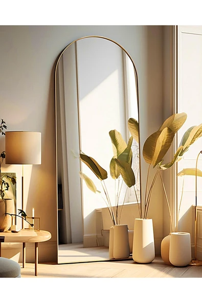 CG HOME Gold Metal Boyayna Metal Çerçeveli, Oval Ayaklı Boy Aynası 180x70 - Resim 4