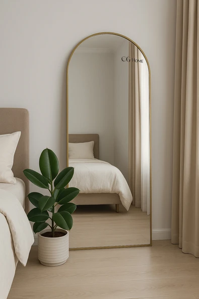 CG HOME Gold Metal Boyayna Metal Çerçeveli, Oval Ayaklı Boy Aynası 180x70 ürün görseli