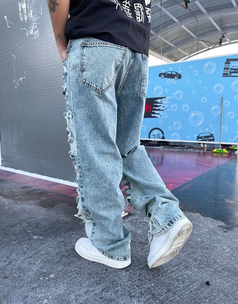 Ultra Premium Rose Art Baggy Kot Pantolon - 3