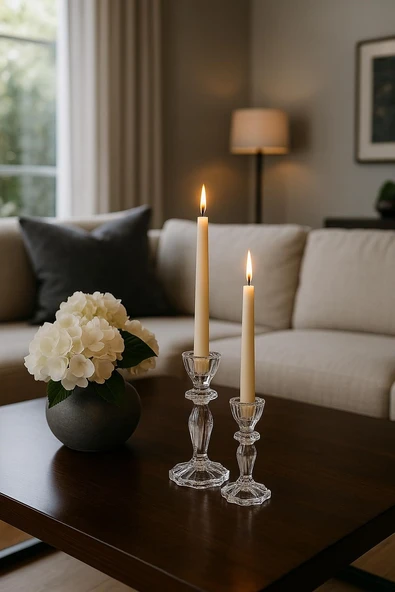 2’li Kristal Cam Şamdan Seti - Resim 3