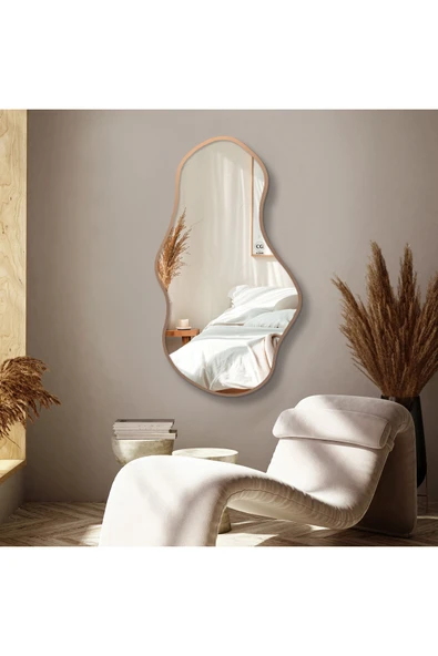 CG HOME Asimetrik Ayna, Duvar Aynası, Konsol Aynası, Çerçeveli Ayna, Boy aynası,Bronz Çerçeve ürün görseli