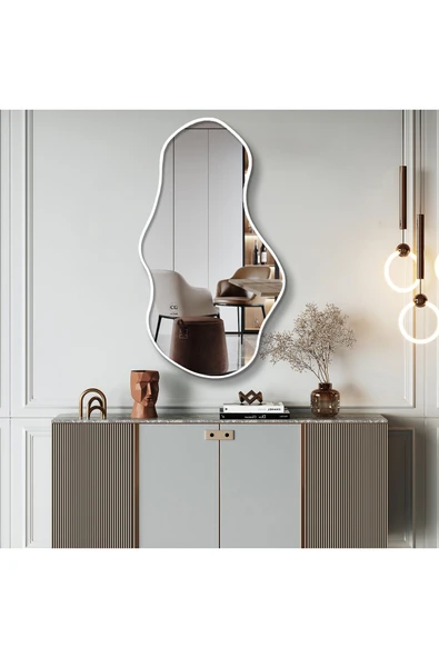 CG HOME Asimetrik Ayna, Duvar Aynası, Konsol Aynası, Çerçeveli Ayna, Boy aynası, Beyaz Çerçeve ürün görseli