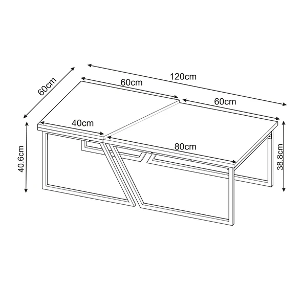 Verona İkili Orta Sehpa – Modern Tasarım Metal Ayaklı Sehpa Seti - 5