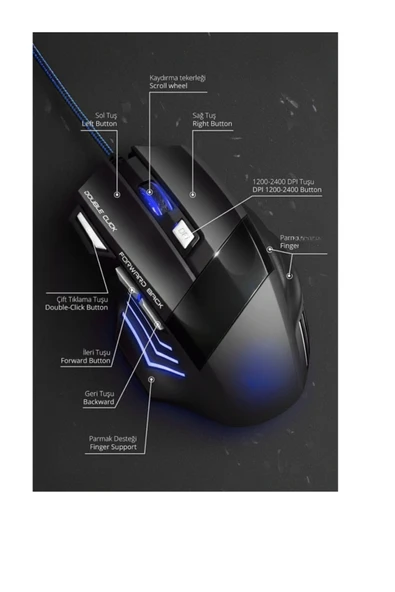 SNRELK RGB IŞIKLI GAMİNG MOUSE 8001600/2400/3200 DPİ OYUNCU MOUSE - Resim 3