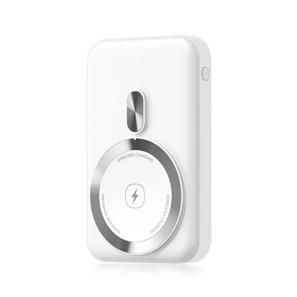 Polosmart PSM129 5000 mAh Kablosuz Powerbank 20W PD Hızlı Şarj Type-C Çıkışlı Magsafe Beyaz