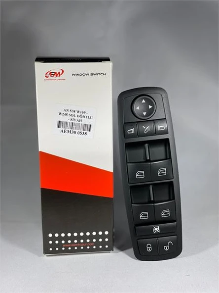 Mercedes Cam Acma Salteri On Sol (komple, Siyah, Ayna Katlamalı) A-Class W169 04>12 B-Class W245 05>11 - Aem30 0538 ürün görseli