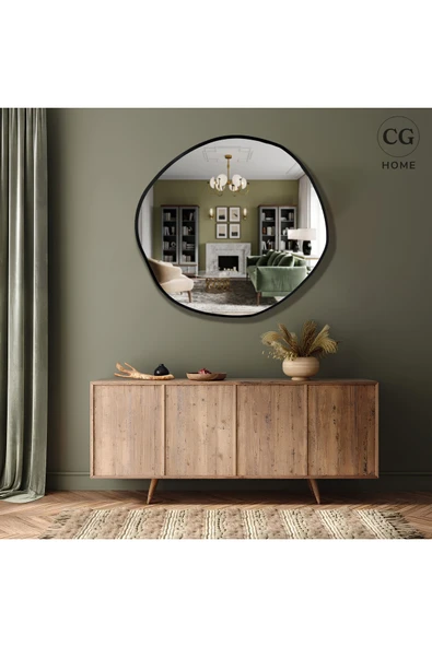 CG HOME Asimetrik Ayna, Duvar Aynası, Konsol Aynası, Pinterest Ayna, Holl Aynası, Çerçeveli Ayna, Siyah - Resim 3