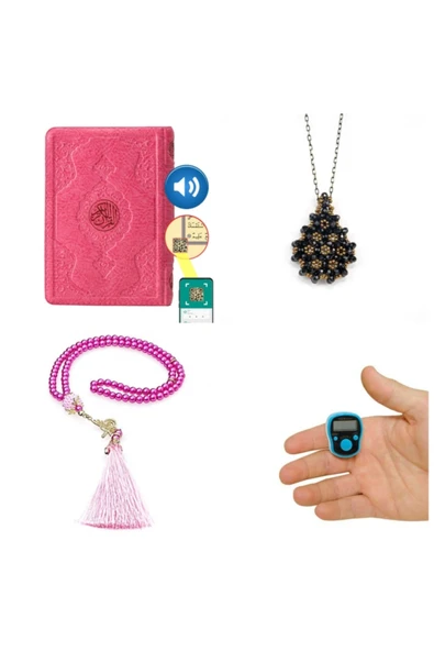Çanta Boy Kur'an-ı Kerim (pembe Renk, Kılıflı, Mühürlü) + Kristal Cevşen Kolye Ve... ürün görseli