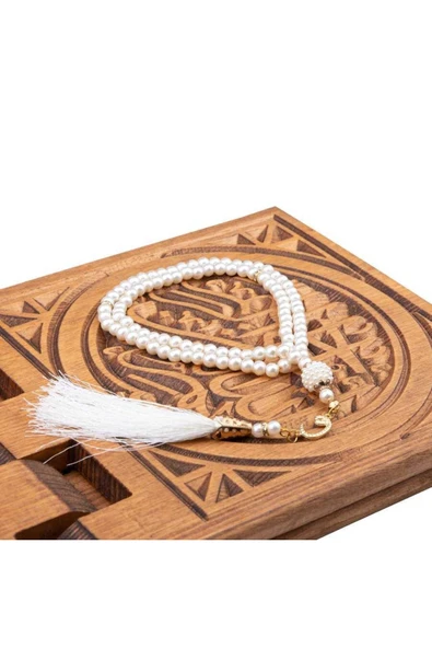 Hafız Boy Metinsiz Muhtasar Meal (beyaz) Ve Tesbih Seti Gelin Kuran - Resim 4