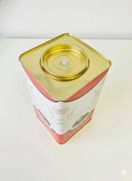 5 Kg Baskılı 6 Adet Boş Zeytin Tenekesi Siboplu Kapaklı - 2