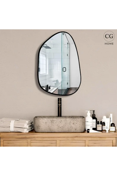 CG HOME Asimetrik Ayna, 75X55 cm, Konsol Aynası, Dresuar Aynası, Duvar Aynası, Şişecam Ayna - Resim 2