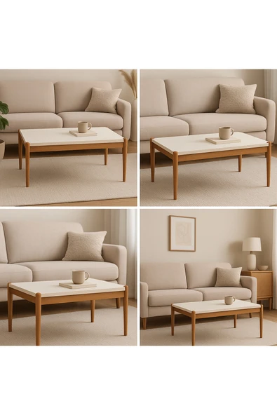 CG HOME ADA Orta Sehpa %100 Ahşap Lake Boya - Resim 2