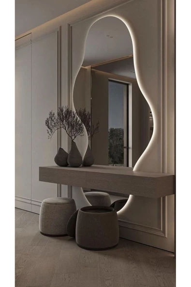 CG HOME Mars Boy Aynası Ledli, Asimetrik Ayna, Boy Aynası, Ledli Ayna, Duvar Aynası, Günışığı Led - Resim 3