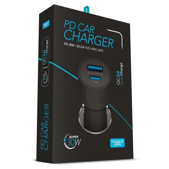 Powerway CC34 30W PD + QC 3.0 Çift Çıkışlı Metal Araç Çakmaklık Hızlı Şarj Aleti Cihazı - Resim 3