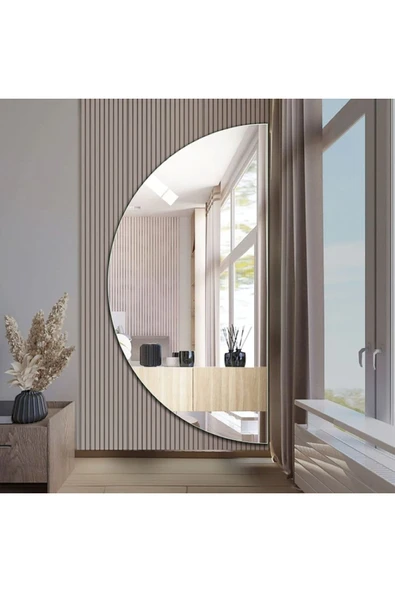 CG HOME Dekoratif D Model Duvar Aynası - Yatay & Dikey Kullanım - Yarımay Ayna - Şık Tasarım - Tam Boy Ayna - Resim 2