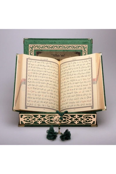Hediyelik Kur'an-ı Kerim Raşel Kutu Yeşil Orta B. Tes. Gold Plek. - Resim 2