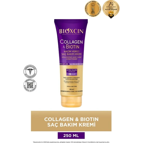 Bioxcin Sülfatsız Saç Bakım Kremi 250 ml Kolajen Biotin İçerikli İnce Telli Saçlara Hacim Dolgunluk - Resim 2