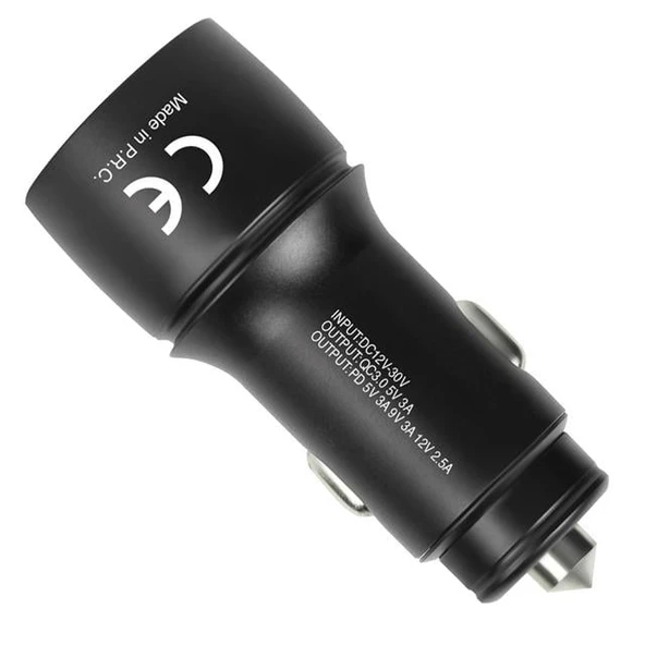 Powerway CC34 30W PD + QC 3.0 Çift Çıkışlı Metal Araç Çakmaklık Hızlı Şarj Aleti Cihazı - Resim 2