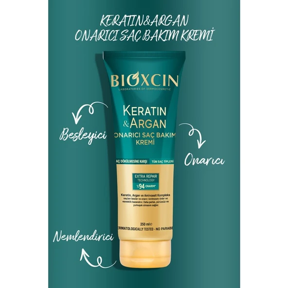 Bioxcin Keratin & Argan Onarıcı Şampuan 300ML + Keratin Argan Saç Bakım Yağı + Saç Kremi - Resim 4