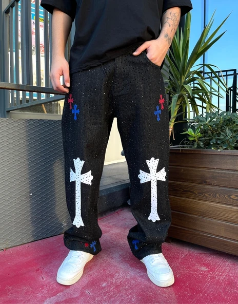 Ultra Premium Cross Cristal Baggy Kot Pantolon - 3
