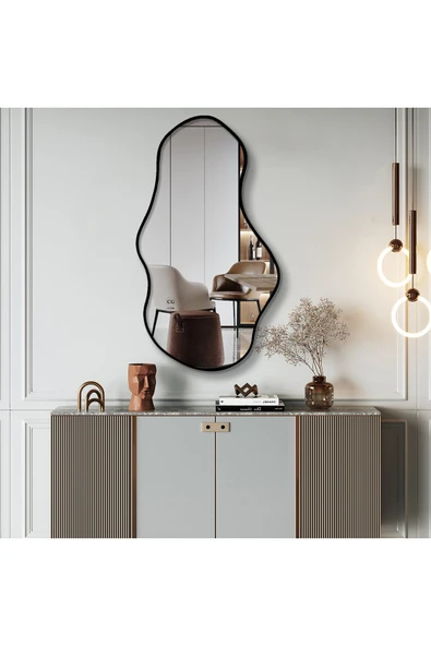 CG HOME Asimetrik Ayna, Duvar Aynası, Konsol Aynası, Çerçeveli Ayna, Boy aynası, Siyah Çerçeve ürün görseli