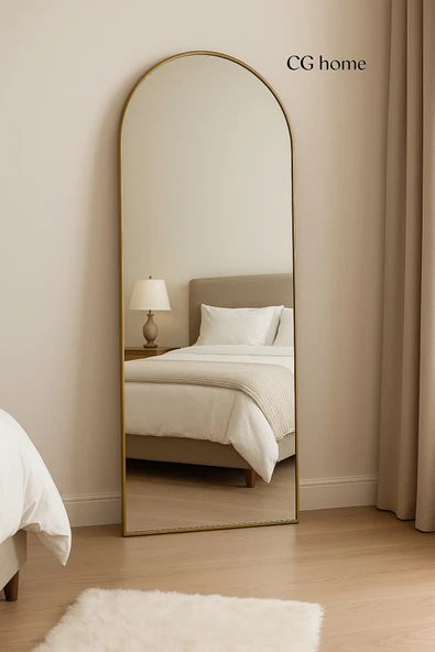 CG HOME Gold Metal Boyayna Metal Çerçeveli, Oval Ayaklı Boy Aynası 180x70 - Resim 2