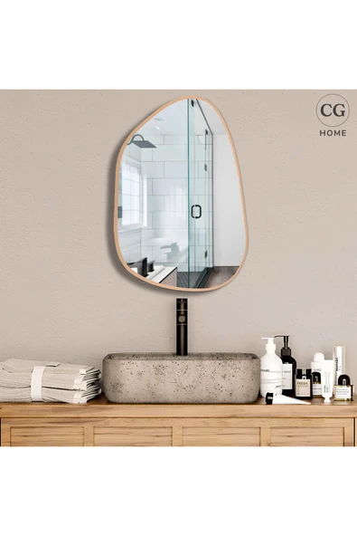 CG HOME Asimetrik Ayna, 75X55 cm, Konsol Aynası, Dresuar Aynası, Duvar Aynası, Şişecam Ayna - Resim 2