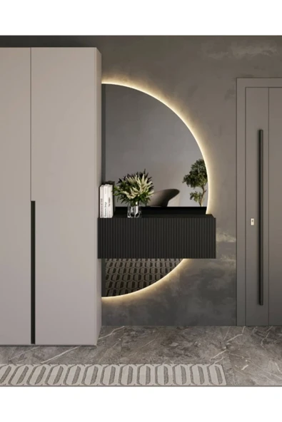 CG HOME Ledli Ayna, Yarımay Ayna, Dekoratif Ayna, Duvar Aynası, Konsol Aynası, Holl Aynası, Günışığı Led - Resim 3