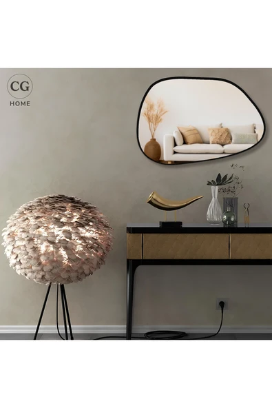 CG HOME Asimetrik Ayna, 75X55 cm, Konsol Aynası, Dresuar Aynası, Duvar Aynası, Şişecam Ayna - Resim 4