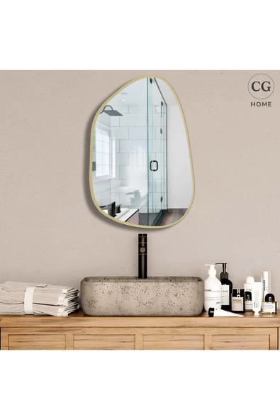 CG HOME Asimetrik Ayna, 75X55 cm, Konsol Aynası, Dresuar Aynası, Duvar Aynası, Şişecam Ayna - Resim 3