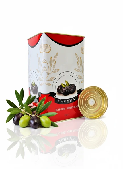 5 Kg Baskılı 6 Adet Boş Zeytin Tenekesi Siboplu Kapaklı